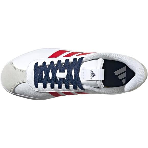 NWT adidas Men's Vl Court 3.0 Sneaker, White/Better Scarlet/Team Navy Blue, 11 - Picture 5 of 5